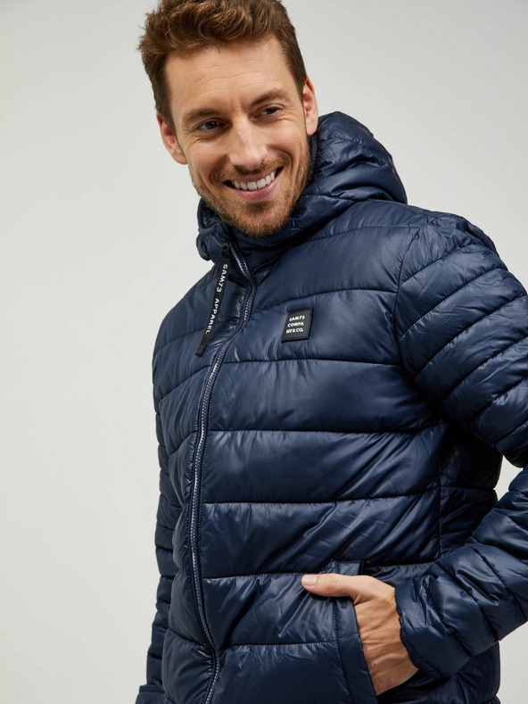 Sam 73 Temno modra moška zimska prešita jakna Sam 73