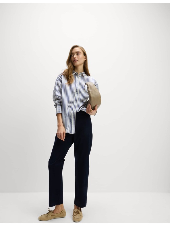 Marks & Spencer Gležnjače hlače, z visokim deležem bombaža Marks & Spencer mornarsko modra