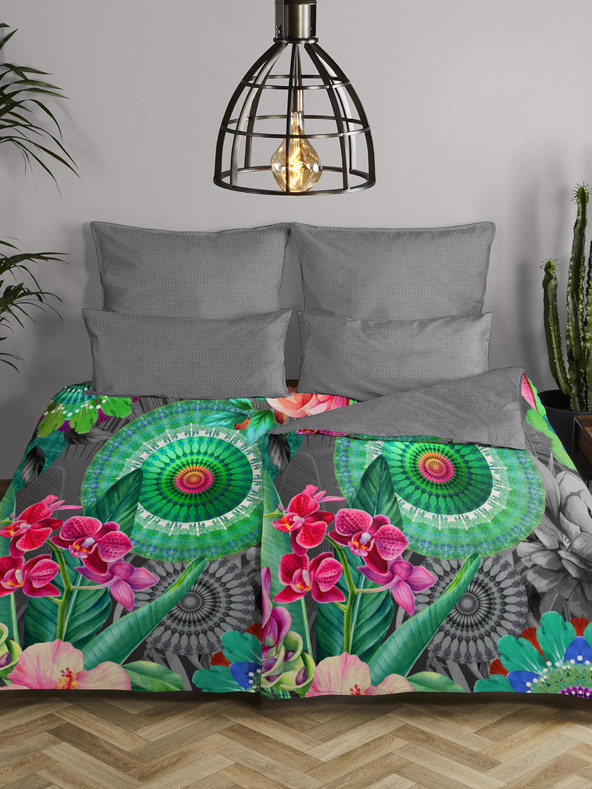 HIP Siva vzorčasta obojestranska posteljnina HIP Thirze 140 x 200 cm -