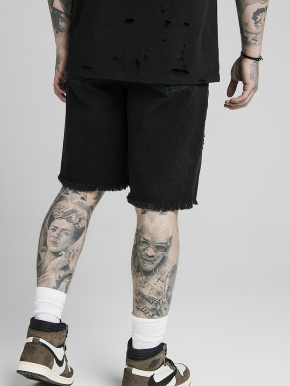 Siksilk Črne moške jeans kratke hlače SikSilk