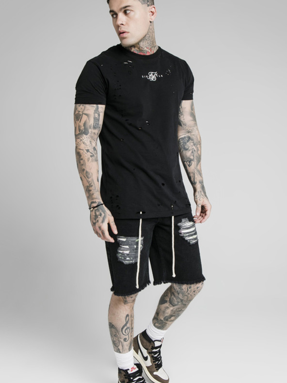 Siksilk Črne moške jeans kratke hlače SikSilk