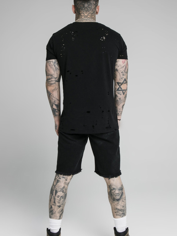 Siksilk Črne moške jeans kratke hlače SikSilk