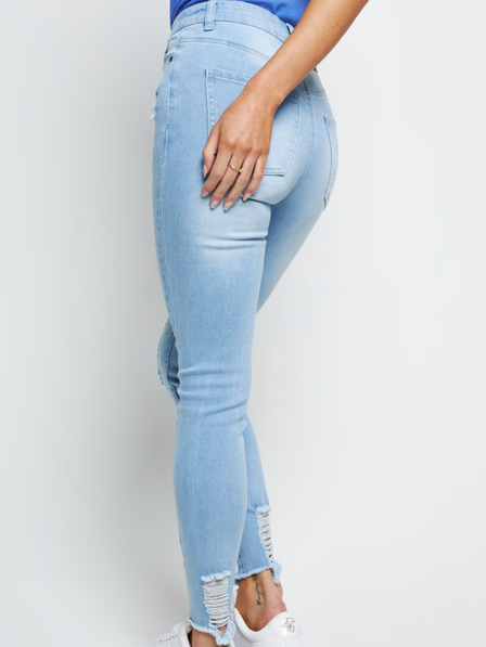 Siksilk Modre ženske kavbojke - JEANS SKINNY DISTRESSED