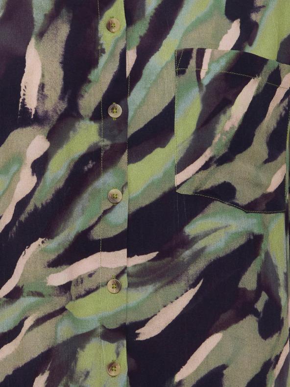 Fransa Črna in zelena ženska vzorčasta srajca Fransa