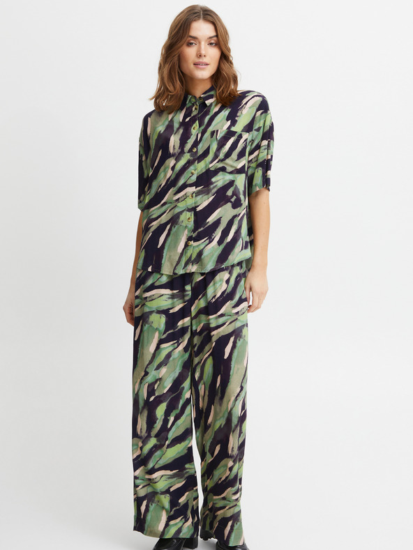 Fransa Črna in zelena ženska vzorčasta srajca Fransa