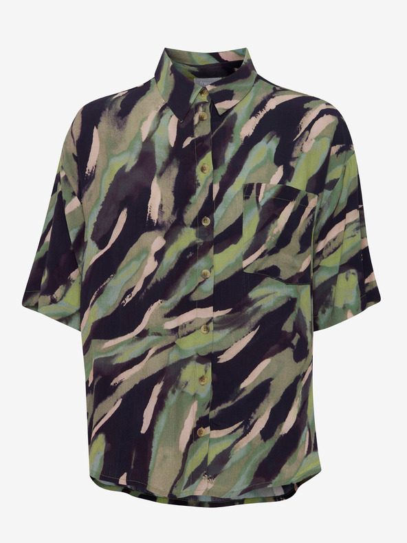 Fransa Črna in zelena ženska vzorčasta srajca Fransa