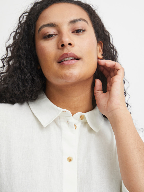 Fransa Bela ženska srajca iz lanene mešanice Fransa