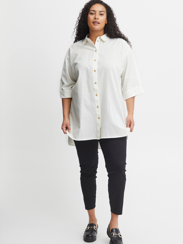 Fransa Bela ženska srajca iz lanene mešanice Fransa