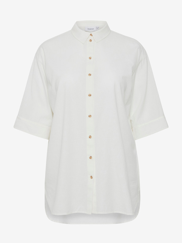 Fransa Bela ženska srajca iz lanene mešanice Fransa