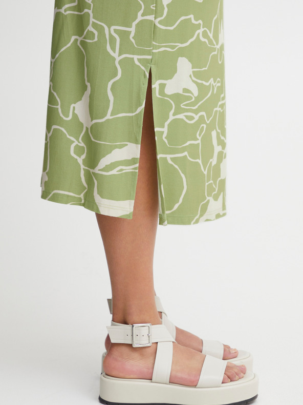 Fransa Belo-zelena vzorčasta ženska krila Midi Fransa