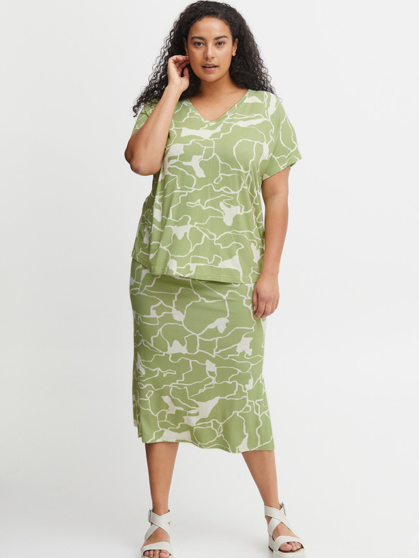 Fransa Belo-zelena vzorčasta ženska krila Midi Fransa