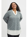 Fransa Ženski sivi žičnati pulover z vložkom za srajco Fransa