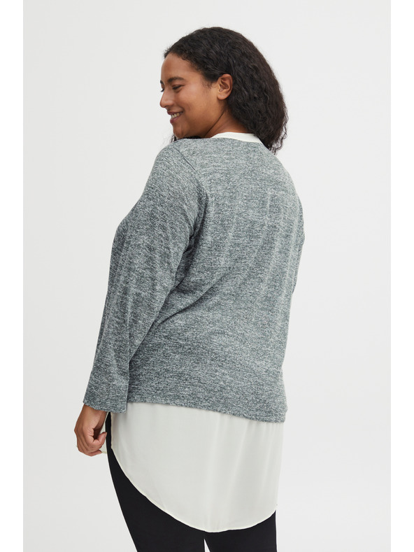 Fransa Ženski sivi žičnati pulover z vložkom za srajco Fransa