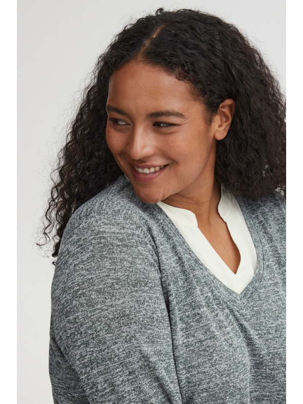 Fransa Ženski sivi žičnati pulover z vložkom za srajco Fransa