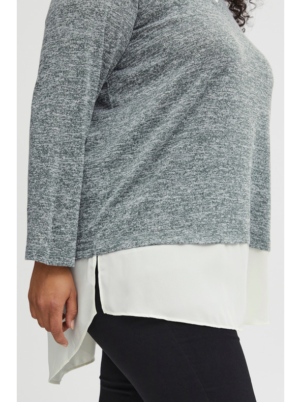 Fransa Ženski sivi žičnati pulover z vložkom za srajco Fransa