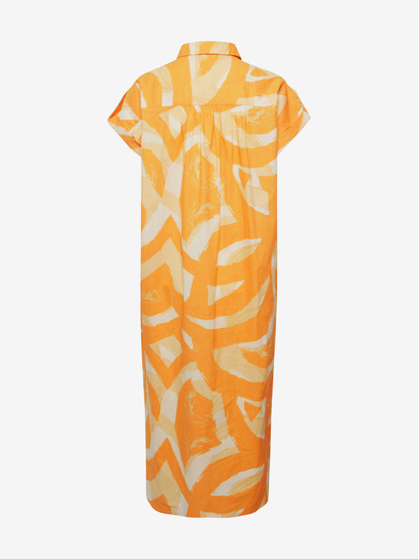 Fransa Bela in oranžna ženska vzorčasta midi obleka z žepi Fransa