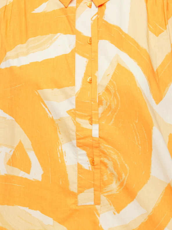 Fransa Bela in oranžna ženska vzorčasta midi obleka z žepi Fransa