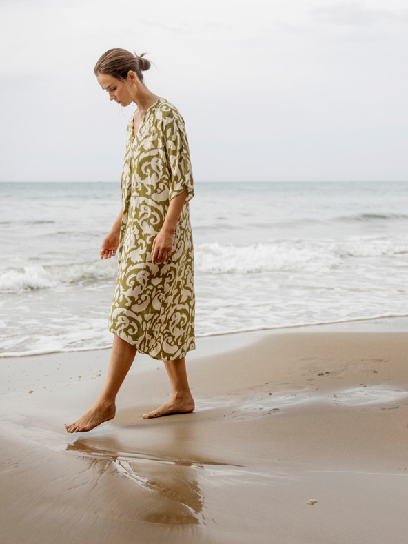 Fransa Bela in kaki ženska srajčna obleka z vzorcem Fransa