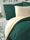 Kvalitex Satenasto francosko posteljno perilo LUXURY COLLECTION 1+2, 200x200, 70x90cm temno zeleno / smetanasto