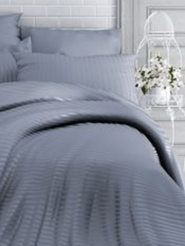 Kvalitex Satenasto podaljšano posteljnino s progami 140x220, 70x90cm TEMNO SIVA